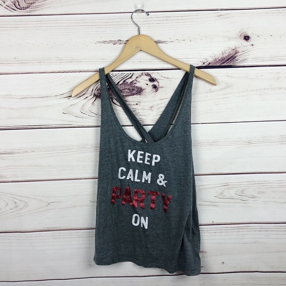 Victoria’s Secret Keep Calm + Party On Tank Top L - Picture 3 of 7